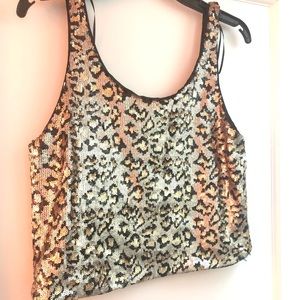 Zara leopard sequin crop tank